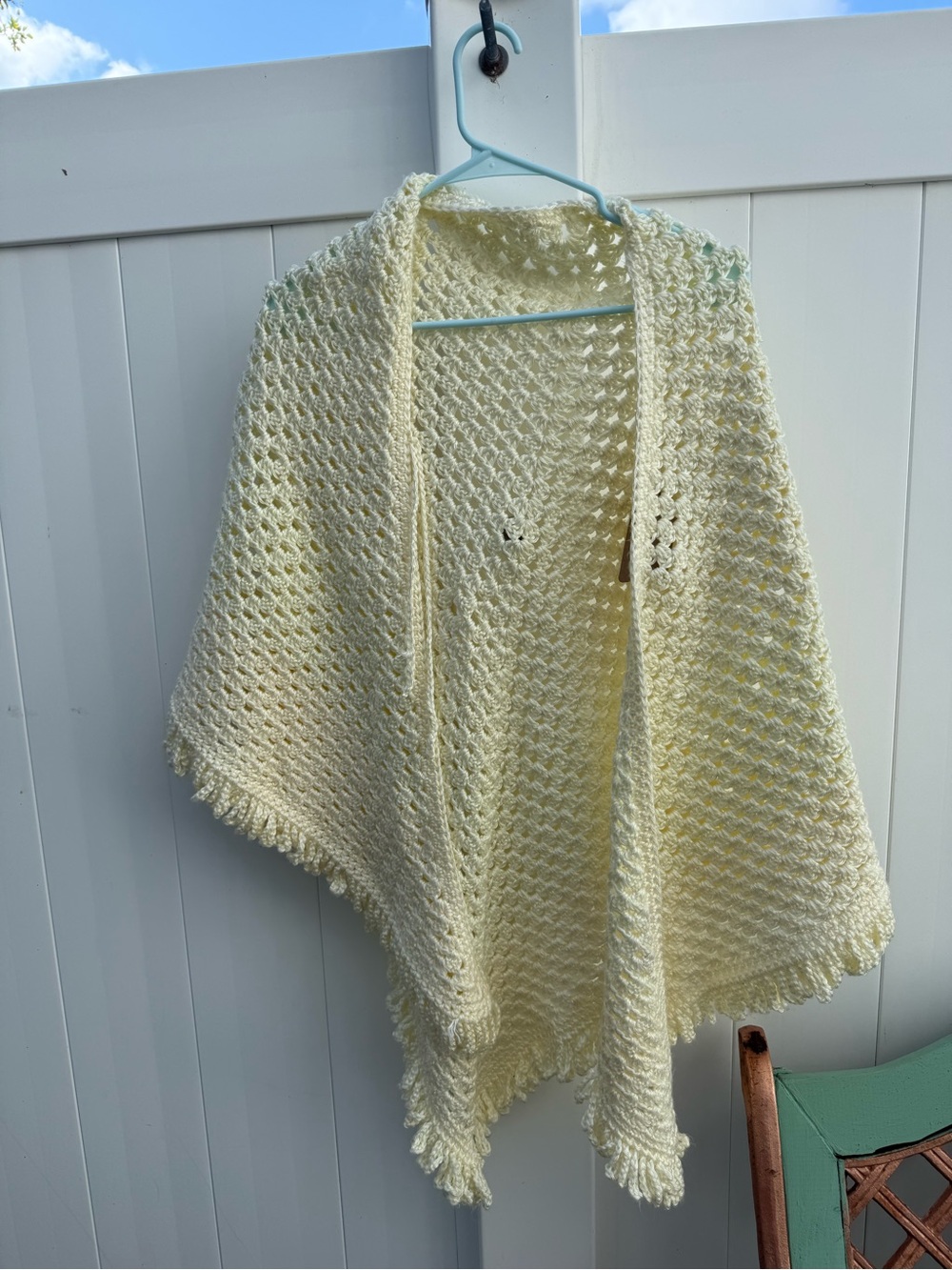 Cream Open-Knit Women's Shawl Sweater